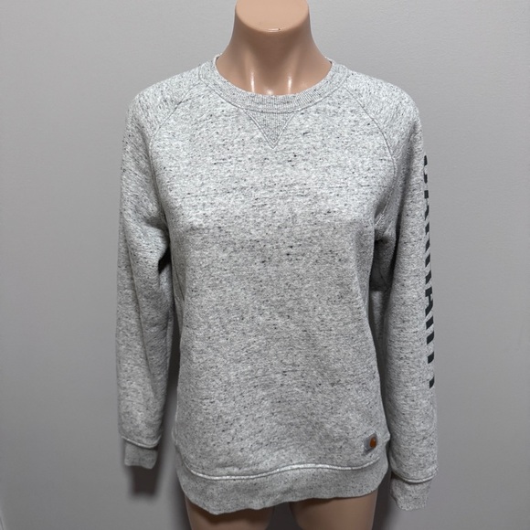Carhartt Relaxed Fit Women’s Crewneck Sweatshirt Gray Logo Small - Picture 2 of 8